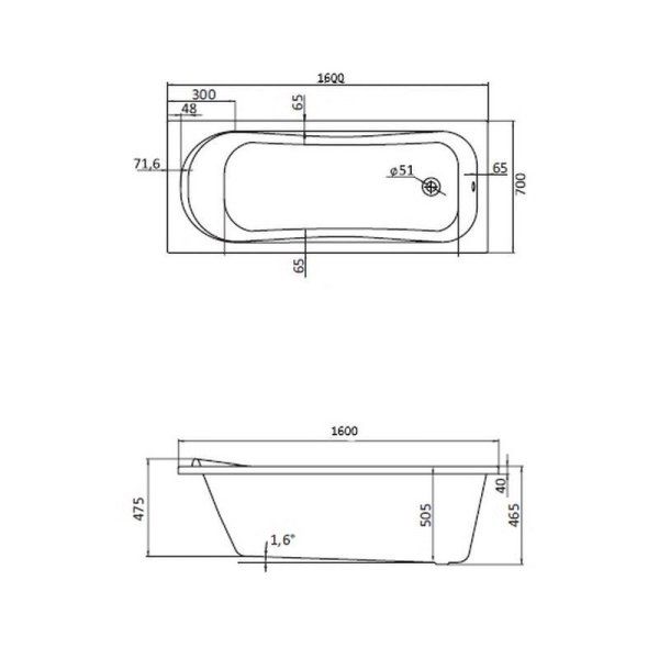 Ванна акриловая Santek Тенерифе 1WH302357 160х70