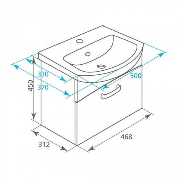 Тумба с раковиной Milardo Niagara 50 подвесная белая (NIKVA5ZI0WBR0MFT95QWK)