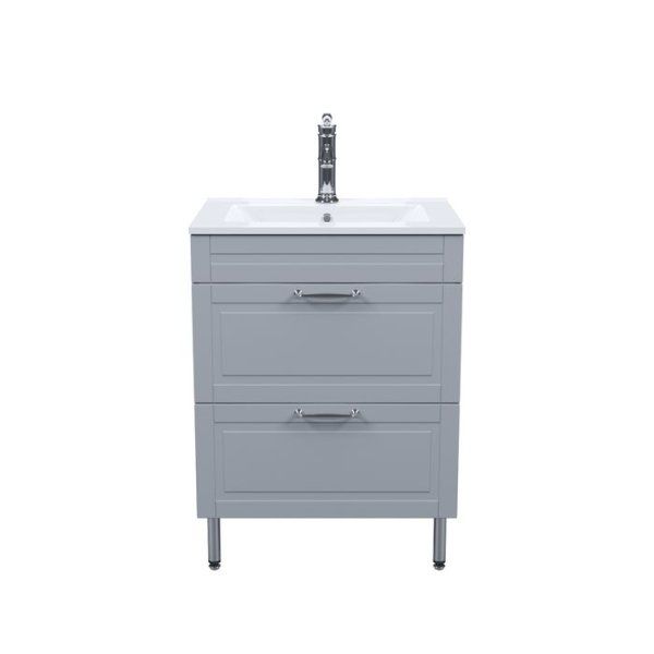Тумба IDDIS с умывальником, напольная, 60 см, светло-серый, Oxford (OXF60L0i95K)
