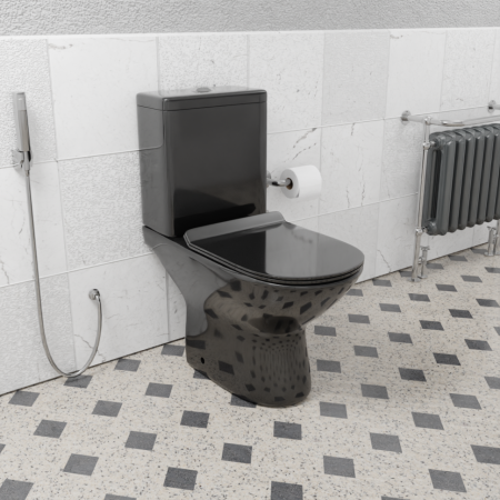 Унитаз напольный Ceramalux 9126-18, Черный глянец