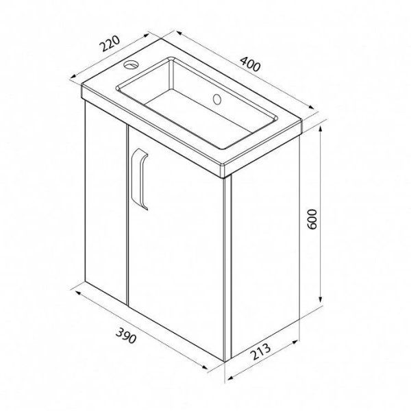 Тумба с раковиной IDDIS Torr 40 подвесная белая полки слева (TOKDR4DJ0WBJ1iJA95FUK)