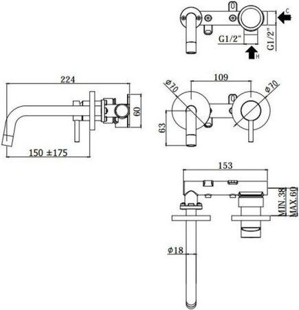 Смеситель Paffoni Light LIG101NO70 для раковины, черный