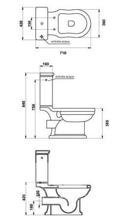 Унитаз-компакт Hidra Ceramica Ellade выпуск в стену