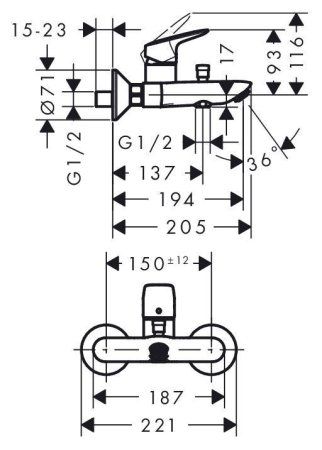 Смеситель Hansgrohe Logis 71400000 для ванны с душем