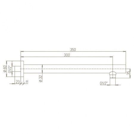 Кронштейн для верхнего душа PAINI 50FRPWKX74PN5TATT3EC5 350 мм, брашированный никель PVD