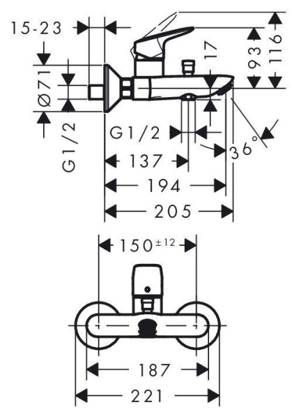Смеситель Hansgrohe Logis 71400000 для ванны с душем