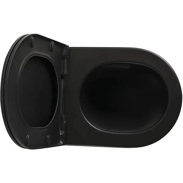 Унитаз подвесной Veconi Ento VEN-52TB безободковый, торнадо, с сиденьем микролифт, черный матовый