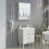 Тумба-умывальник COMFORTY Comforty Никосия-70Н дуб белый с раковиной COMO 70