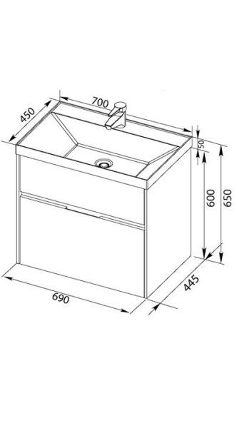Тумба под раковину Aquanet Латина 00180034 70 бордо, 2 ящика