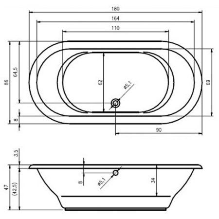 Ванна акриловая Riho Seth BB2200500000000 180x86