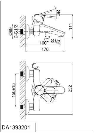 Смеситель для ванны DK Rhein Marx (DA1393201)
