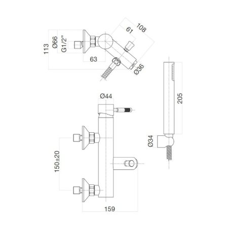 Смеситель для ванны Webert Rimini RI850101740, белый