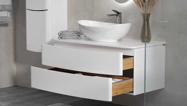 Тумба под раковину Velvex Luna 1000-0-2 со столешницей навесная белый (tp.LUN.100.2Y)