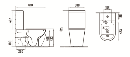 Унитаз напольный Ceramalux 2166 ХМВ, черный матовый