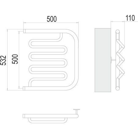 Полотенцесушитель водяной Terminus Фокстрот-Лиана (1") 50х50 4620768880971, хром