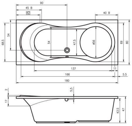 Ванна акриловая Riho Tofield BA3700500000000 180x80
