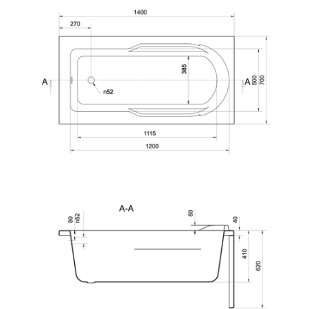 Акриловая ванна Cersanit Santana WP-SANTANA*140 140x70