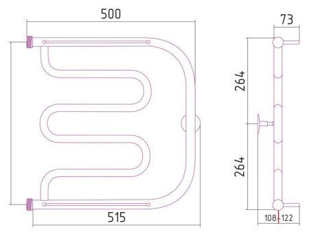 Полотенцесушитель водяной Стилье Тандем 2П 50х50
