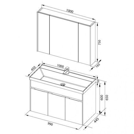 Мебель для ванной Aquanet Латина 00179928 100 бордо