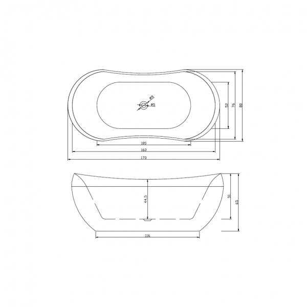 Акриловая ванна Cerutti SPA Bracciano B-7116 170x80 отдельностоящая