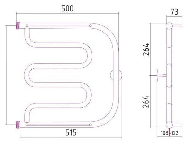 Полотенцесушитель водяной Стилье Тандем 2П 50х50