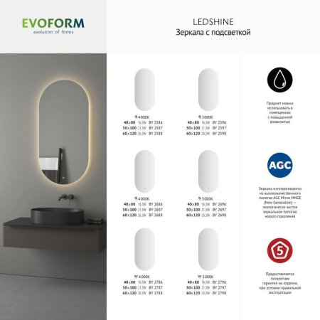 Зеркало Evoform Ledshine BY 2697 50x100
