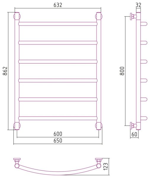 Полотенцесушитель водяной Сунержа Галант+ 31-0200-8060 800x600 черный матовый
