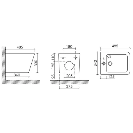 Биде подвесное Ceramica Nova Union CN4010 белый