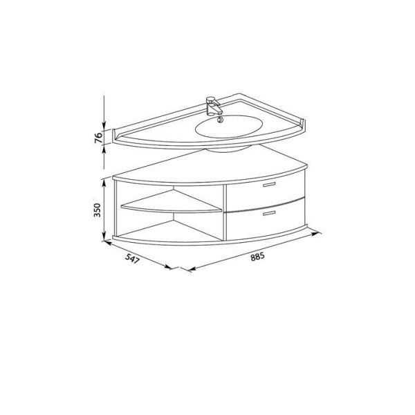 Тумба под раковину Aquanet Корнер 00158823 80 R открытая, белый