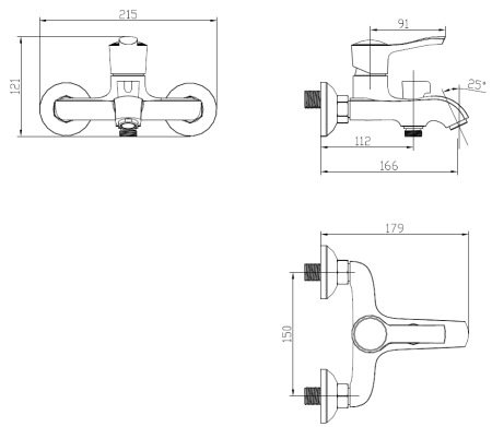 Смеситель для ванны SMARTsant Смарт-Винтаж SM263503BR,  керам.переключатель, с аксессуарами, бронза