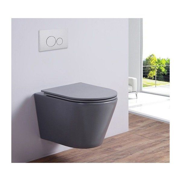 Унитаз подвесной Esbano Clavel безободковый, серый матовый