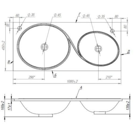 Умывальник Andrea Otto 100 (1000*450)