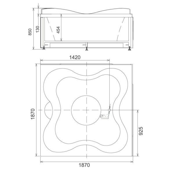 Акриловая ванна Gemy G9089 K L с гидромассажем