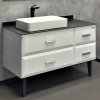 Тумба-умывальник COMFORTY "Империя-120" белый глянец с антрацитовой столешницей, с раковиной COMFORTY 78189