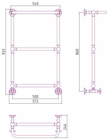 Полотенцесушитель водяной Сунержа Ренессанс 03-0281-8650 860x500 золото