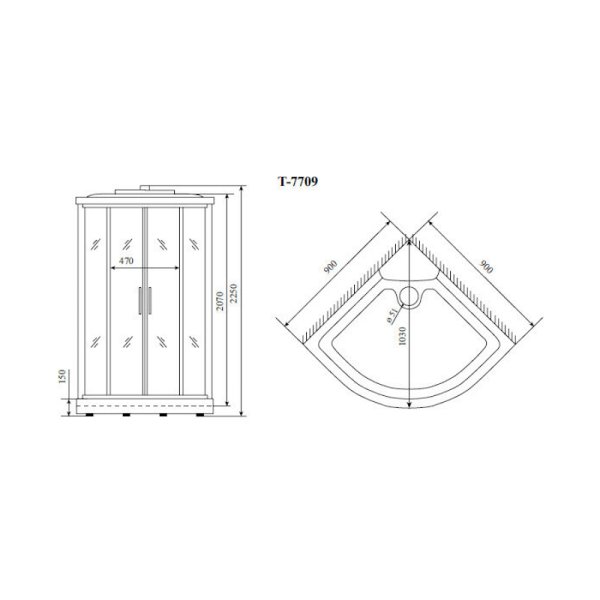 Душевая кабина Timo Lux 90*90*225 (T-7709)