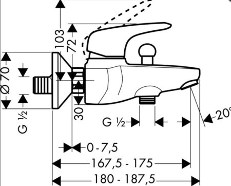 Смеситель Hansgrohe Metris E 31470000 для ванны