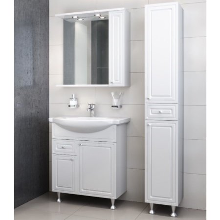 Шкаф-пенал RedBlu Palace One 30 с бельевой корзиной, белый глянец