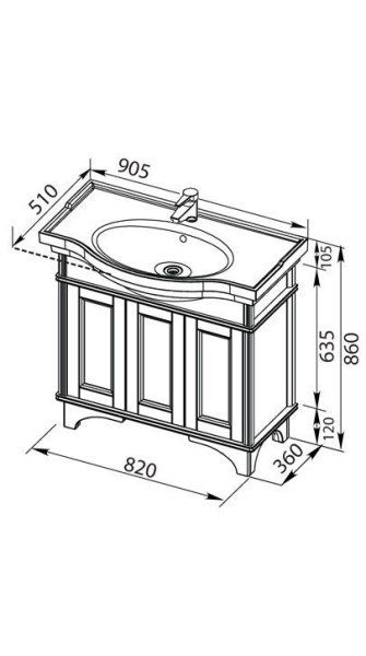 Тумба для комплекта Aquanet Николь 90 орех