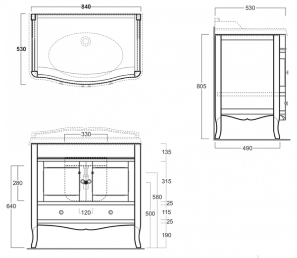 Тумба с раковиной Tiffany World Veronica Ver 90/C noce/cer орех/керамика