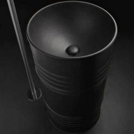 Раковина Kerasan Artwork Barrel 4742K31 отдельностоящая, слив в пол, черный матовый