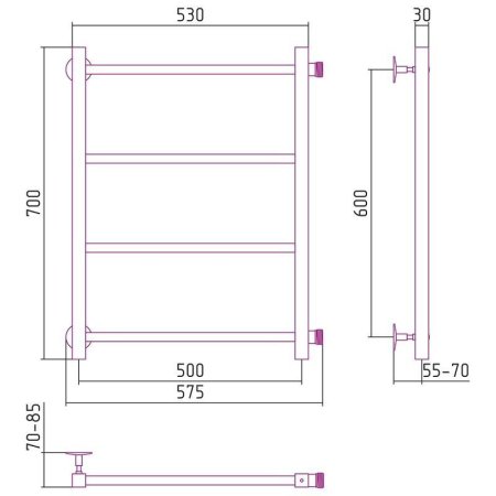 Полотенцесушитель водяной Стилье Версия-КБ 60х50 хром