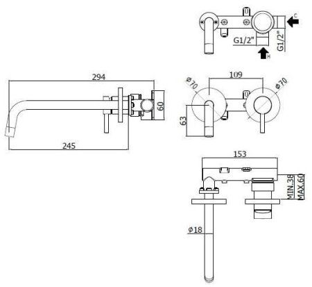 Смеситель Paffoni Light LIG103NO70 для раковины, черный матовый