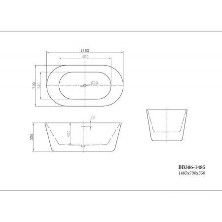 Акриловая ванна BelBagno BB306-1485 1485х790 белый