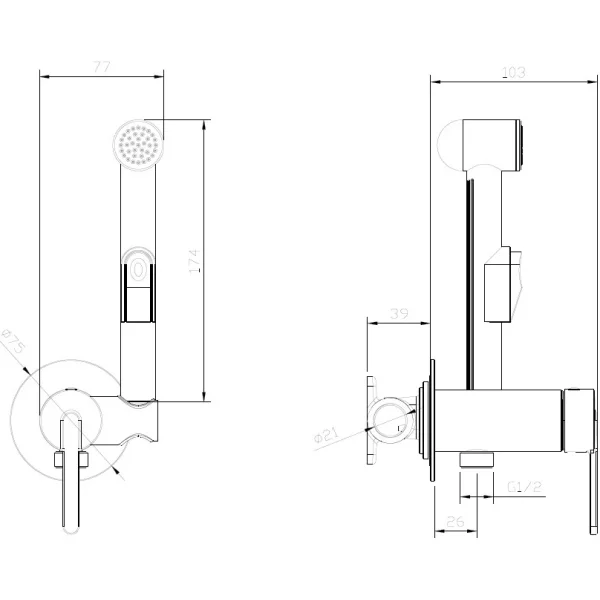 Гигиенический душ DQ Koln DA1754501 со смесителем, хром