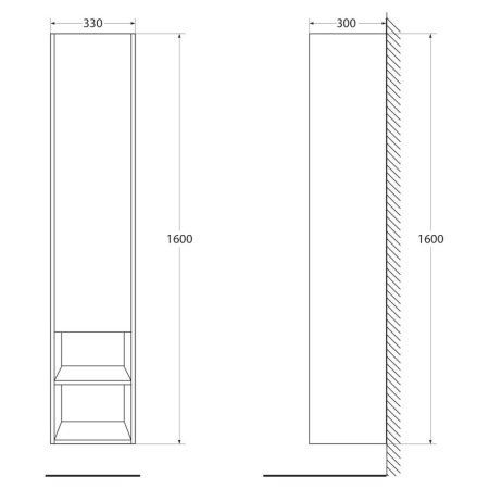 Шкаф-пенал BelBagno Kraft KRAFT-1600-1A-SC-RT-R 33 подвесной, Rovere Tabacco