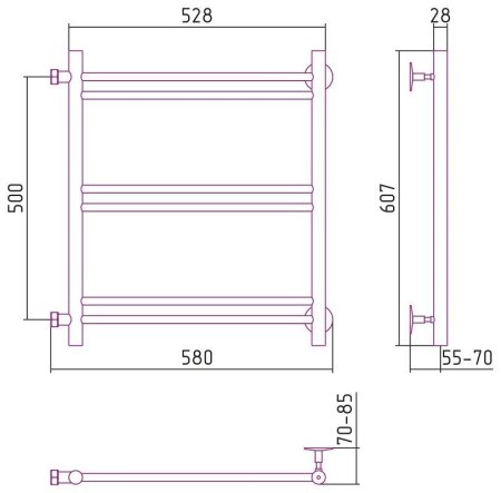 Полотенцесушитель водяной Стилье Версия-Б1 50х50 хром