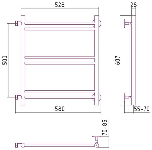Полотенцесушитель водяной Стилье Версия-Б1 50х50 хром
