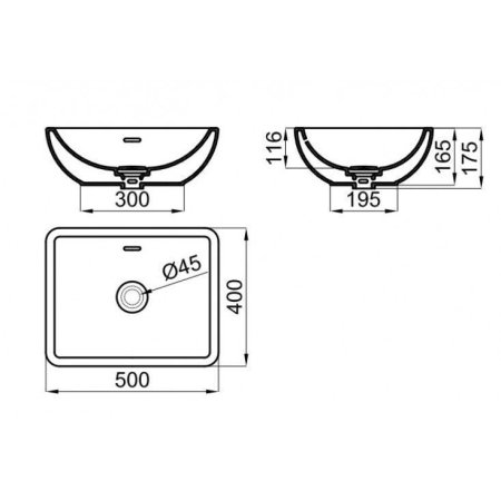Раковина Noken Forma Retto N399999661 50х40 белый матовый