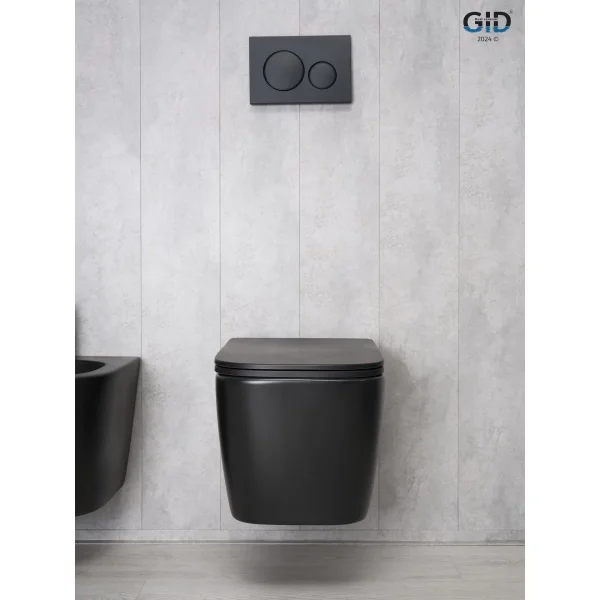 Унитаз подвесной GID Tr2140Bm безободковый, с сиденьем микролифт, черный матовый